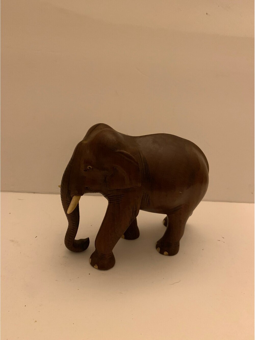 Vintage,Wooden Elephant Figure ,Handcrafted  Decor,6" Length, 5" Tall,3" Width